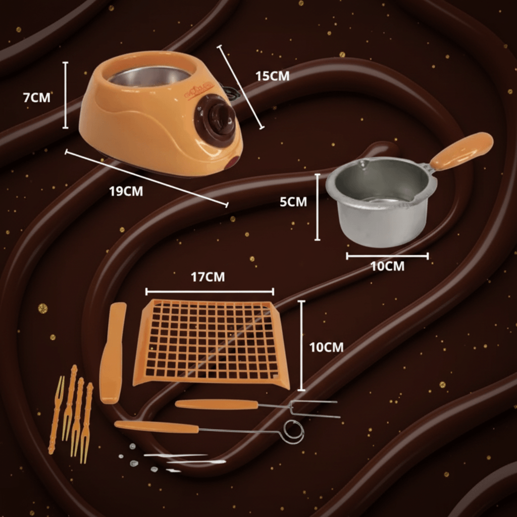 Máquina Para Derretir Chocolate con recipiente y accesorios
