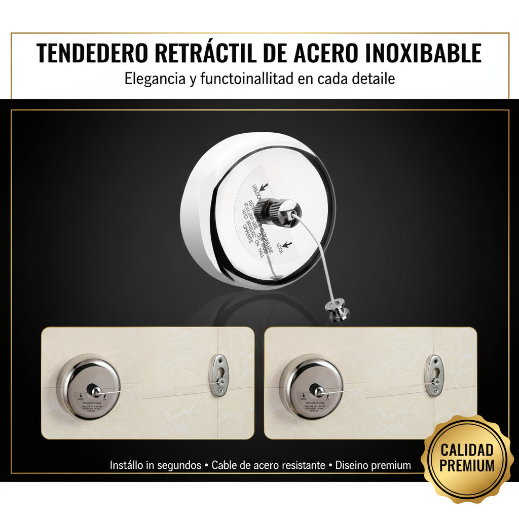 Tendedero Retráctil para baño y lavandería
