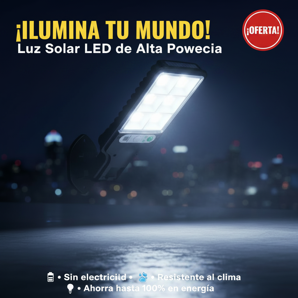 Lámpara Solar Led de 30w ahorradora